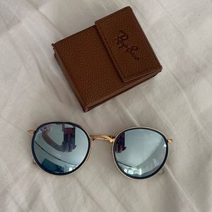 Ray Ban Round Folding Sunglasses Silver Flash